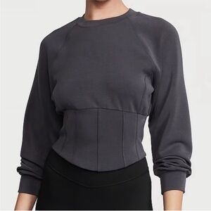 VSX Victoria's Secret Featherweight Knit Corset Crewneck in Gray